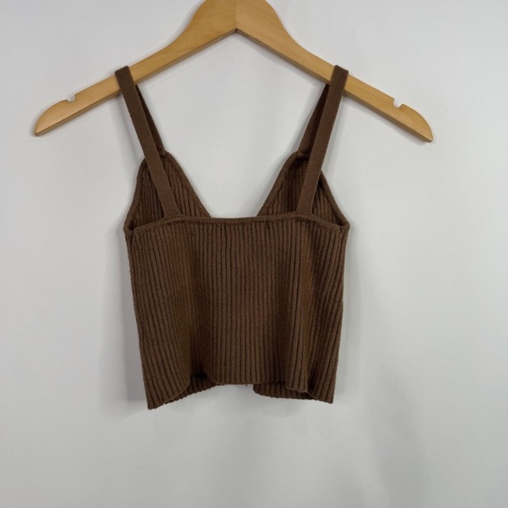 Mable Brown Ribbed Knit Hook and Eye Corset Crop‎ Top Small - Picture 4 of 6